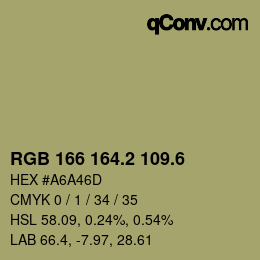 カラーコード: RGB 166 164.2 109.6 | qconv.com