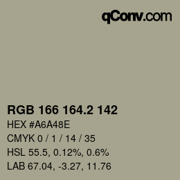 カラーコード: RGB 166 164.2 142 | qconv.com