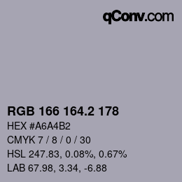 カラーコード: RGB 166 164.2 178 | qconv.com
