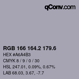 カラーコード: RGB 166 164.2 179.6 | qconv.com
