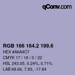 カラーコード: RGB 166 164.2 199.6 | qconv.com