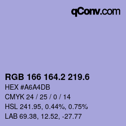 カラーコード: RGB 166 164.2 219.6 | qconv.com