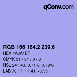 カラーコード: RGB 166 164.2 239.6 | qconv.com