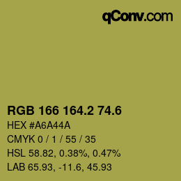 カラーコード: RGB 166 164.2 74.6 | qconv.com
