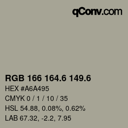 カラーコード: RGB 166 164.6 149.6 | qconv.com