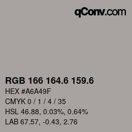 カラーコード: RGB 166 164.6 159.6 | qconv.com