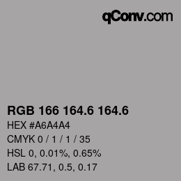 カラーコード: RGB 166 164.6 164.6 | qconv.com