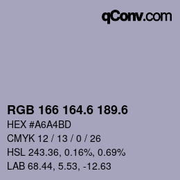 カラーコード: RGB 166 164.6 189.6 | qconv.com
