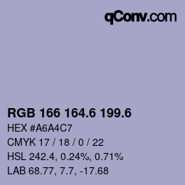 カラーコード: RGB 166 164.6 199.6 | qconv.com