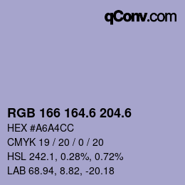 カラーコード: RGB 166 164.6 204.6 | qconv.com