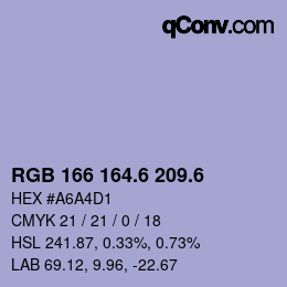 カラーコード: RGB 166 164.6 209.6 | qconv.com