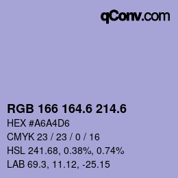 カラーコード: RGB 166 164.6 214.6 | qconv.com