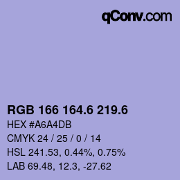 カラーコード: RGB 166 164.6 219.6 | qconv.com