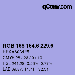 カラーコード: RGB 166 164.6 229.6 | qconv.com