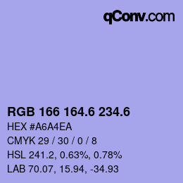 カラーコード: RGB 166 164.6 234.6 | qconv.com