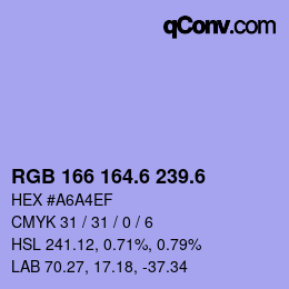 カラーコード: RGB 166 164.6 239.6 | qconv.com