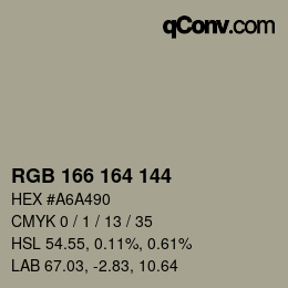 カラーコード: RGB 166 164 144 | qconv.com