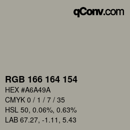 Color code: RGB 166 164 154 | qconv.com