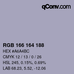 颜色代码: RGB 166 164 188 | qconv.com