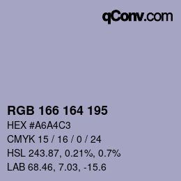 カラーコード: RGB 166 164 195 | qconv.com
