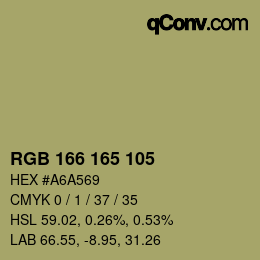 カラーコード: RGB 166 165 105 | qconv.com