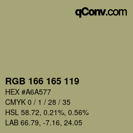 颜色代码: RGB 166 165 119 | qconv.com