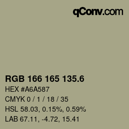 カラーコード: RGB 166 165 135.6 | qconv.com