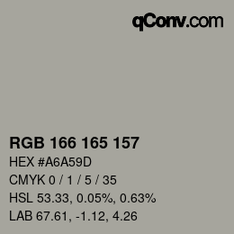 Color code: RGB 166 165 157 | qconv.com