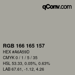 Código de color: RGB 166 165 157 | qconv.com