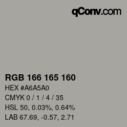 Color code: RGB 166 165 160 | qconv.com