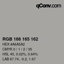 Color code: RGB 166 165 162 | qconv.com