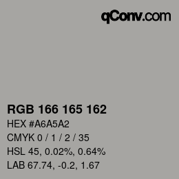カラーコード: RGB 166 165 162 | qconv.com