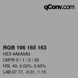 カラーコード: RGB 166 165 163 | qconv.com