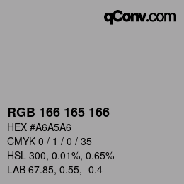 Color code: RGB 166 165 166 | qconv.com