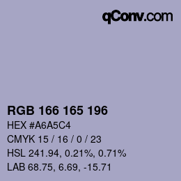 Color code: RGB 166 165 196 | qconv.com