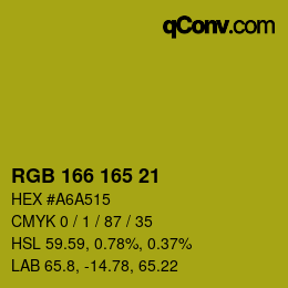 カラーコード: RGB 166 165 21 | qconv.com