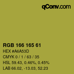 Color code: RGB 166 165 61 | qconv.com