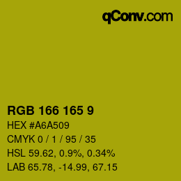 Color code: RGB 166 165 9 | qconv.com
