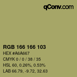 Color code: RGB 166 166 103 | qconv.com