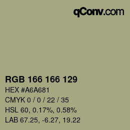 Color code: RGB 166 166 129 | qconv.com