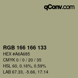 Color code: RGB 166 166 133 | qconv.com