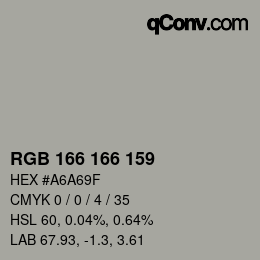 Color code: RGB 166 166 159 | qconv.com