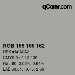 Color code: RGB 166 166 162 | qconv.com