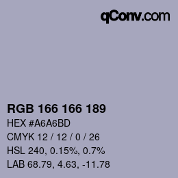 カラーコード: RGB 166 166 189 | qconv.com