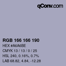 Color code: RGB 166 166 190 | qconv.com