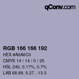 Color code: RGB 166 166 192 | qconv.com