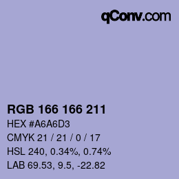 Color code: RGB 166 166 211 | qconv.com