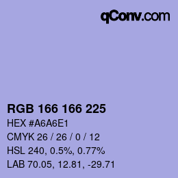 Color code: RGB 166 166 225 | qconv.com