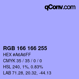 Color code: RGB 166 166 255 | qconv.com