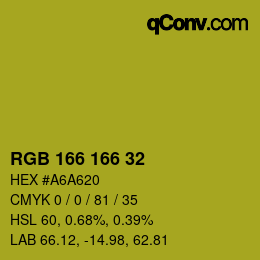 Color code: RGB 166 166 32 | qconv.com